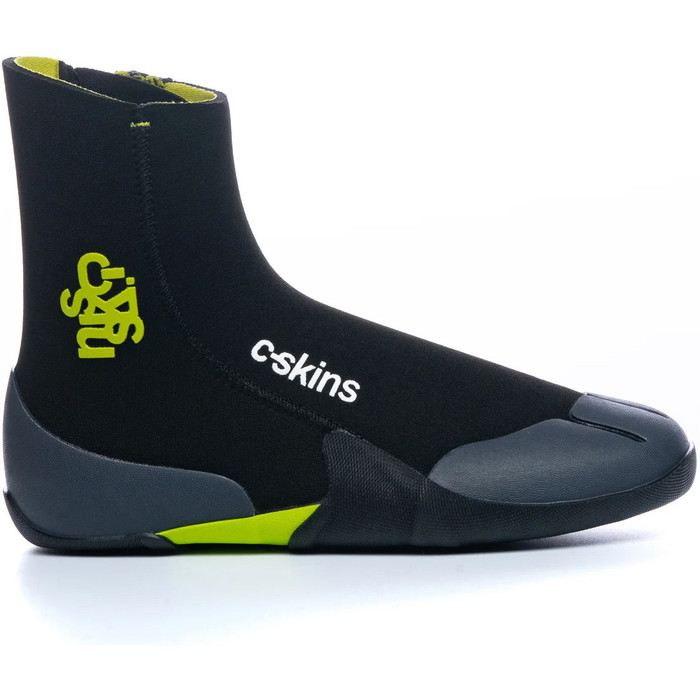 2024 C- Skins Junior Legend 5mm Botines De Neopreno Con Cremallera Y Puntera Redonda C-BOLE5JZ - Black / Flash Green / Charcoal